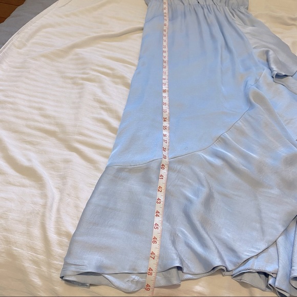 Bardot Satin Ruffle Midi Dress Blue Medium - Picture 14 of 14